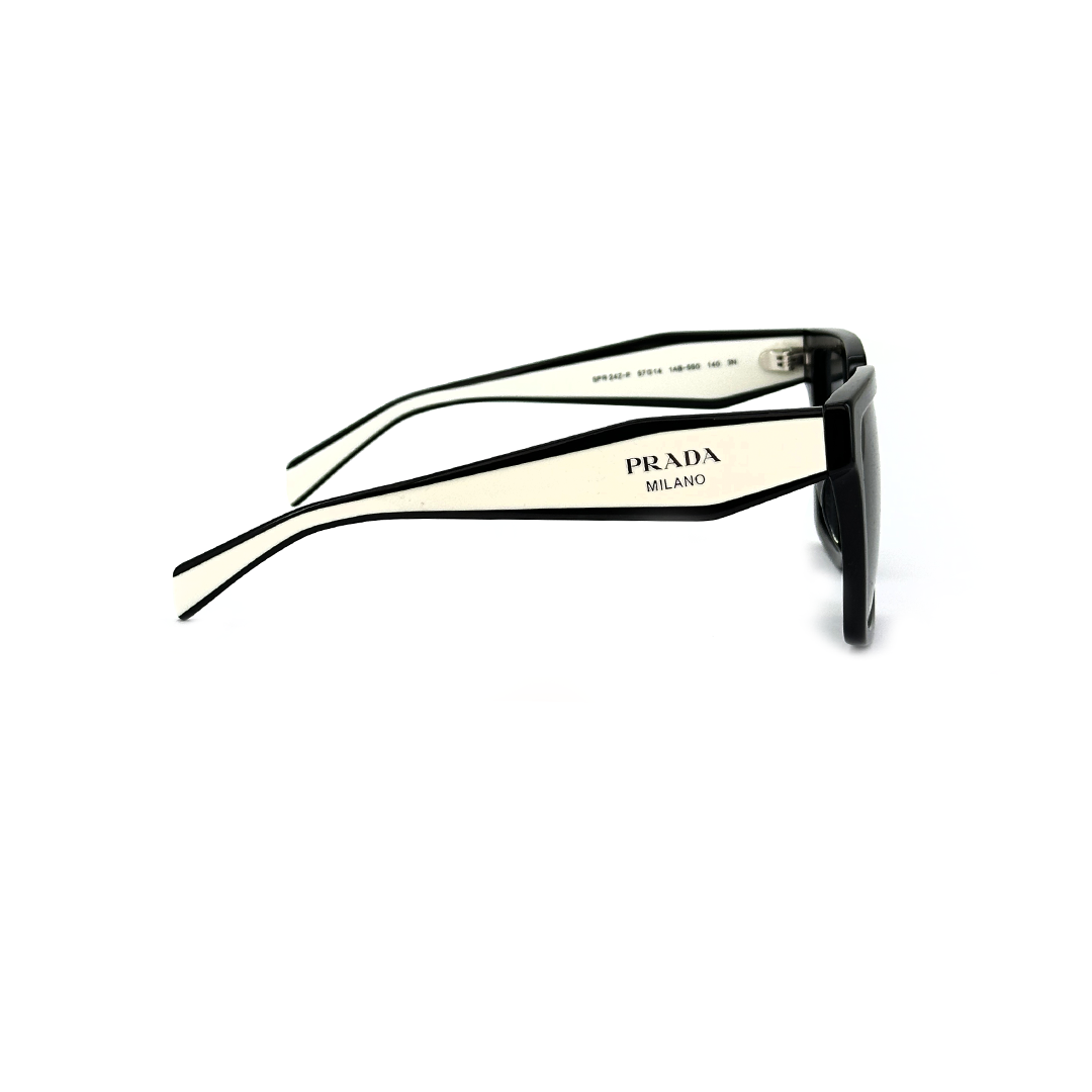 Prada Women's Black Acetate Square Sunglasses PR24ZSF1AB5S057
